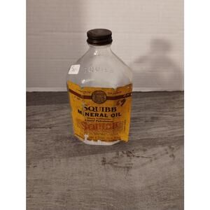 Vintage Medicine Glass Bottle Squibb Mineral Oil